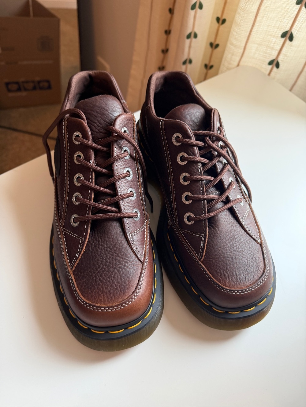 Dr. Martens Buzz Women's Dark Brown Leather Lace-Up Oxfords - Picture 2 of 6